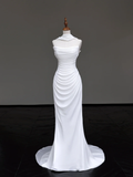 Unique Bridal Gown Mermaid Strapless White Chiffon Wedding Dresses Bridal Gowns HZ1121