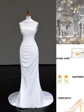 Unique Bridal Gown Mermaid Strapless White Chiffon Wedding Dresses Bridal Gowns HZ1121