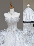 Unique Bridal Gown Ball Gown Strapless White Sequin Wedding Dresses Bridal Gowns HZ1121