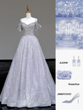 Gorgeous A line Spaghetti Straps Sequin Long Prom Dresses Graduation Dresses HZ1121