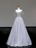 Gorgeous A line Spaghetti Straps Sequin Long Prom Dresses Graduation Dresses HZ1121