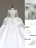Unique Bridal Gown Ball Gown Sweetheart Long Sleeves White Sequin Wedding Dresses Bridal Gowns HZ1121