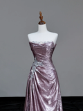 Gorgeous A Line Strapless Sequin Lilac Long Prom Dress Party Dress Graduation Dresses HZ1121
