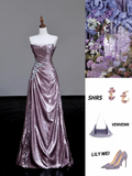 Gorgeous A Line Strapless Sequin Lilac Long Prom Dress Party Dress Graduation Dresses HZ1121