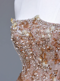 Gorgeous Ball Gown Strapless Sequin Long Prom Dress Party Dress Graduation Dresses HZ1121