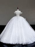 Unique Bridal Gown Ball Gown Off The Shoulder White Sequin Wedding Dresses Bridal Gowns HZ1121