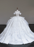 Unique Bridal Gown Ball Gown High Neckline White Sequin Wedding Dresses Bridal Gowns HZ1121