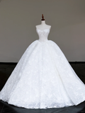 Unique Bridal Gown Ball Gown Sweetheart Lace White Satin Wedding Dresses Bridal Gowns HZ1121