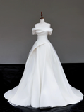 Unique Bridal Gown Ball Gown Off The Shoulder White Satin Wedding Dresses Bridal Gowns HZ1121