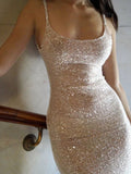 Gorgeous Pink Mermaid Straps Sequin Prom Dresses With Slit Graduation Dresses HZ1121