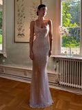 Gorgeous Pink Mermaid Straps Sequin Prom Dresses With Slit Graduation Dresses HZ1121