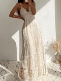Gorgeous A Line Halter Long Lace Ivory Prom Dresses Wedding Guest Dresses Graduation Dresses HZ1121