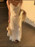 Gorgeous A Line Halter Long Lace Ivory Prom Dresses Wedding Guest Dresses Graduation Dresses HZ1121