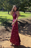Gorgeous A line Pink Floral Long Prom Dresses Formal Summer Wedding Guest Dresses Wedding Guest Outfits HZ1121