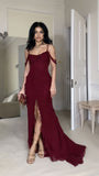 Classy Mermaid Spaghetti Straps Burgundy Prom Dresses Formal Summer Wedding Guest Dresses Wedding Guest Outfits HZ1121