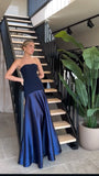 Classy Mermaid Strapless Royal Blue Prom Dresses Satin Summer Wedding Guest Dresses Wedding Guest Outfits HZ1121