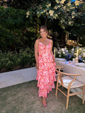 Gorgeous A line Pink Floral Prom Dresses Formal Summer Wedding Guest Dresses Wedding Guest Outfits HZ1121