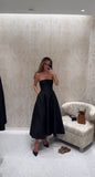 Gorgeous A line Strapless Black Tie Prom Dresses Formal Summer Wedding Guest Dresses Wedding Guest Outfits HZ1121