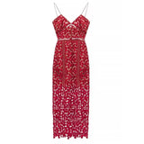 Classy Sheath Spaghetti Straps Red Lace Prom Dresses Summer Wedding Guest Dresses Wedding Guest Outfits HZ1121