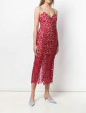 Classy Sheath Spaghetti Straps Red Lace Prom Dresses Summer Wedding Guest Dresses Wedding Guest Outfits HZ1121