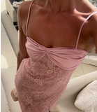 Elegant Wedding Guest Outfit Sheath Straps Pink Night Dresses Summer Wedding Guest Dresses Graduation Dresses HZ1121