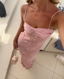 Elegant Wedding Guest Outfit Sheath Straps Pink Night Dresses Summer Wedding Guest Dresses Graduation Dresses HZ1121