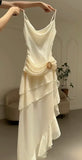 Gorgeous High Low Straps Ivory Chiffon Prom Dresses Formal Summer Wedding Guest Dresses Wedding Guest Outfits HZ1121