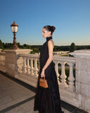 Gorgeous A line High Neckline Black Chiffon Prom Dresses Formal Summer Wedding Guest Dresses Wedding Guest Outfits HZ1121