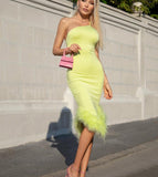Elegant Wedding Guest Outfit Sheath Yellow Formal Night Dresses Summer Wedding Guest Dresses Graduation Dresses HZ1121