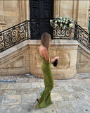 Elegant Wedding Guest Outfit Sheath Off The Shoulder Green Night Dresses Summer Wedding Guest Dresses Graduation Dresses HZ1121