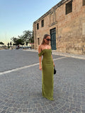 Elegant Wedding Guest Outfit Sheath Off The Shoulder Green Night Dresses Summer Wedding Guest Dresses Graduation Dresses HZ1121