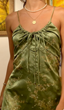 Gorgeous A line Halter Green Floral Prom Dresses Formal Summer Wedding Guest Dresses Wedding Guest Outfits HZ1121