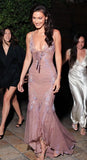 Classy Mermaid Spaghetti Straps Floral Chiffon Prom Dresses Summer Wedding Guest Dresses Wedding Guest Outfits HZ1121