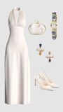 Gorgeous A Line Halter White Prom Dresses Formal Summer Wedding Guest Dresses Wedding Guest Outfits HZ1121