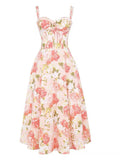 Elegant Wedding Guest Outfit Ball Gown Pink Floral Formal Night Dresses Summer Tea Length Wedding Guest Dresses HZ1121