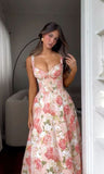 Elegant Wedding Guest Outfit Ball Gown Pink Floral Formal Night Dresses Summer Tea Length Wedding Guest Dresses HZ1121