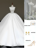 Timeless Bridal Gown Ball Gown Strapless White Satin Wedding Dresses Bridal Gowns HZ1121
