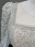 Unique Bridal Gown Ball Gown Square Neckline White Sequin Wedding Dresses Bridal Gowns HZ1121