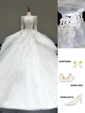 Unique Bridal Gown Ball Gown Square Neckline White Sequin Wedding Dresses Bridal Gowns HZ1121