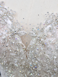 Unique Bridal Gown Ball Gown Sweetheart Short Sleeves White Sequin Wedding Dresses Bridal Gowns HZ1121