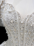 Princess Bridal Gown Ball Gown Sweetheart Short Sleeves White Sequin Wedding Dresses Bridal Gowns HZ1121