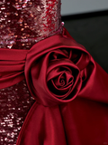 Gorgeous Sheath Sweetheart Sequin Red Long Prom Dress Party Dress Graduation Dresses HZ1121