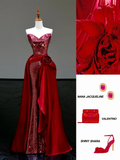 Gorgeous Sheath Sweetheart Sequin Red Long Prom Dress Party Dress Graduation Dresses HZ1121