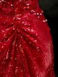 Gorgeous Sheath Sweetheart Sequin Red Slit Long Prom Dress Party Dress Graduation Dresses HZ1121