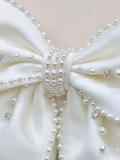 Simple Bridal Gown Mermaid Strapless Satin White Wedding Dresses Minimalist Bridal Gowns HZ1121