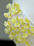 Stunning Ball Gown Sweetheart Yellow Tulle Floral Long Prom Dress Party Dress Graduation Dresses HZ1121