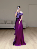 Gorgeous Mermaid Off The Shoulder Grape Satin Long Prom Dress Party Dress Graduation Dresses HZ1121