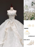 Princess Bridal Gown Ball Gown Sweetheart White Sequin Wedding Dresses Bridal Gowns HZ1121