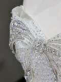 Princess Bridal Gown Ball Gown Sweetheart White Sequin Wedding Dresses With Bow-knot Bridal Gowns HZ1121