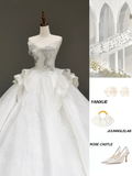 Princess Bridal Gown Ball Gown Sweetheart White Sequin Wedding Dresses With Bow-knot Bridal Gowns HZ1121